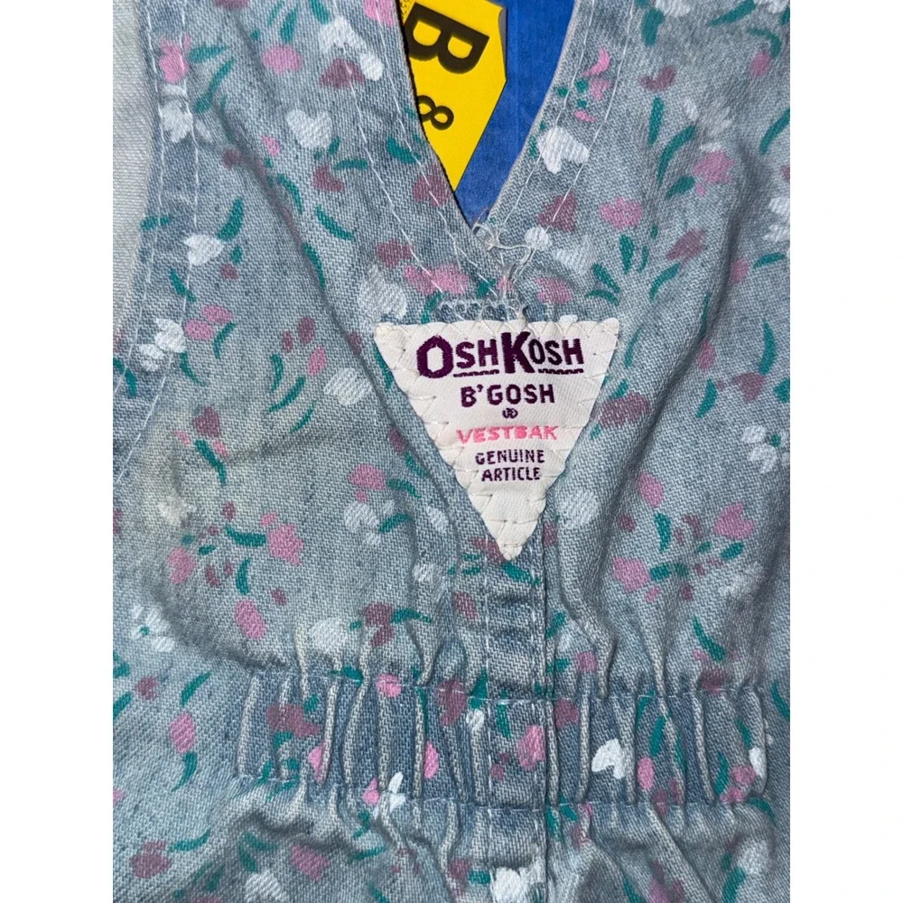 Vintage OshKosh Bgosh Floral Denim Vestbak Shortalls Overalls 12M